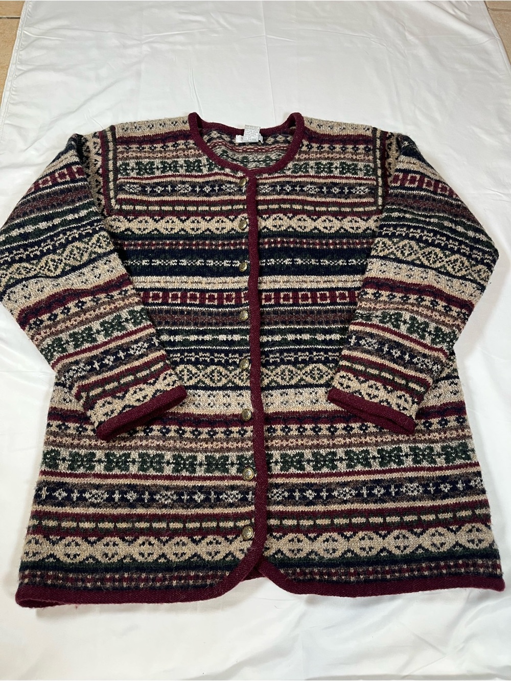 Vintage Skyr‎ Fairisle Nordic Cardigan Sweater Women's Size M 100% Wool